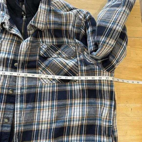 Legendary Whitetails Mens Shirt Jacket Blue Plaid Flannel Maplewood Hooded 3XL